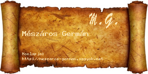 Mészáros Germán névjegykártya